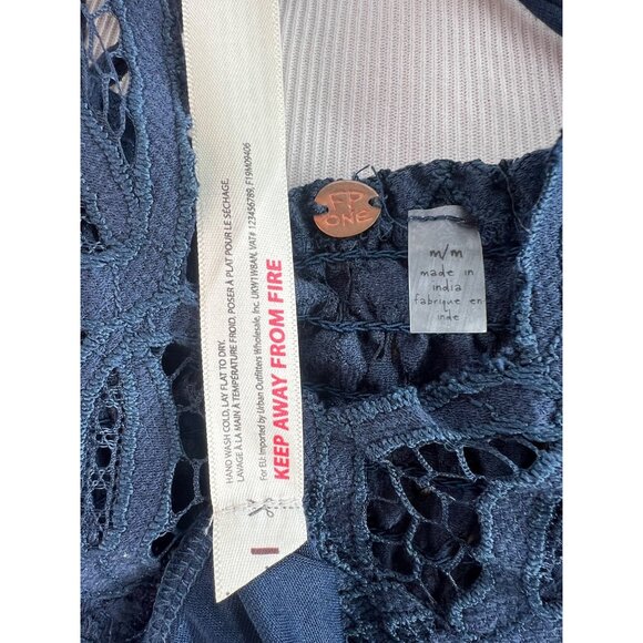 NWT Free People Blue Burnout Velvet Lace Mini Slip Dress | Boho Whimsigoth Fairy - Picture 15 of 16